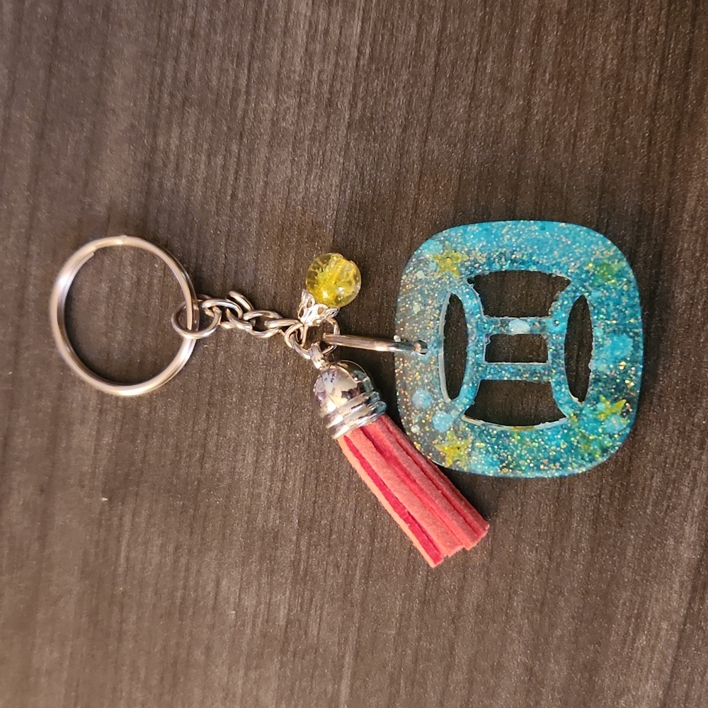 Zodiac Gemini Resin Keychain